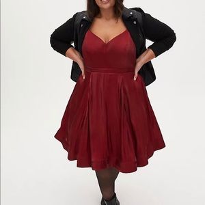 Torrid Dark Red Liquid Woven Fit & Flare Dress